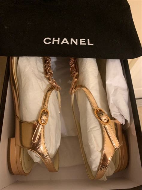 gele chanel sandalen|authentic Chanel sandals.